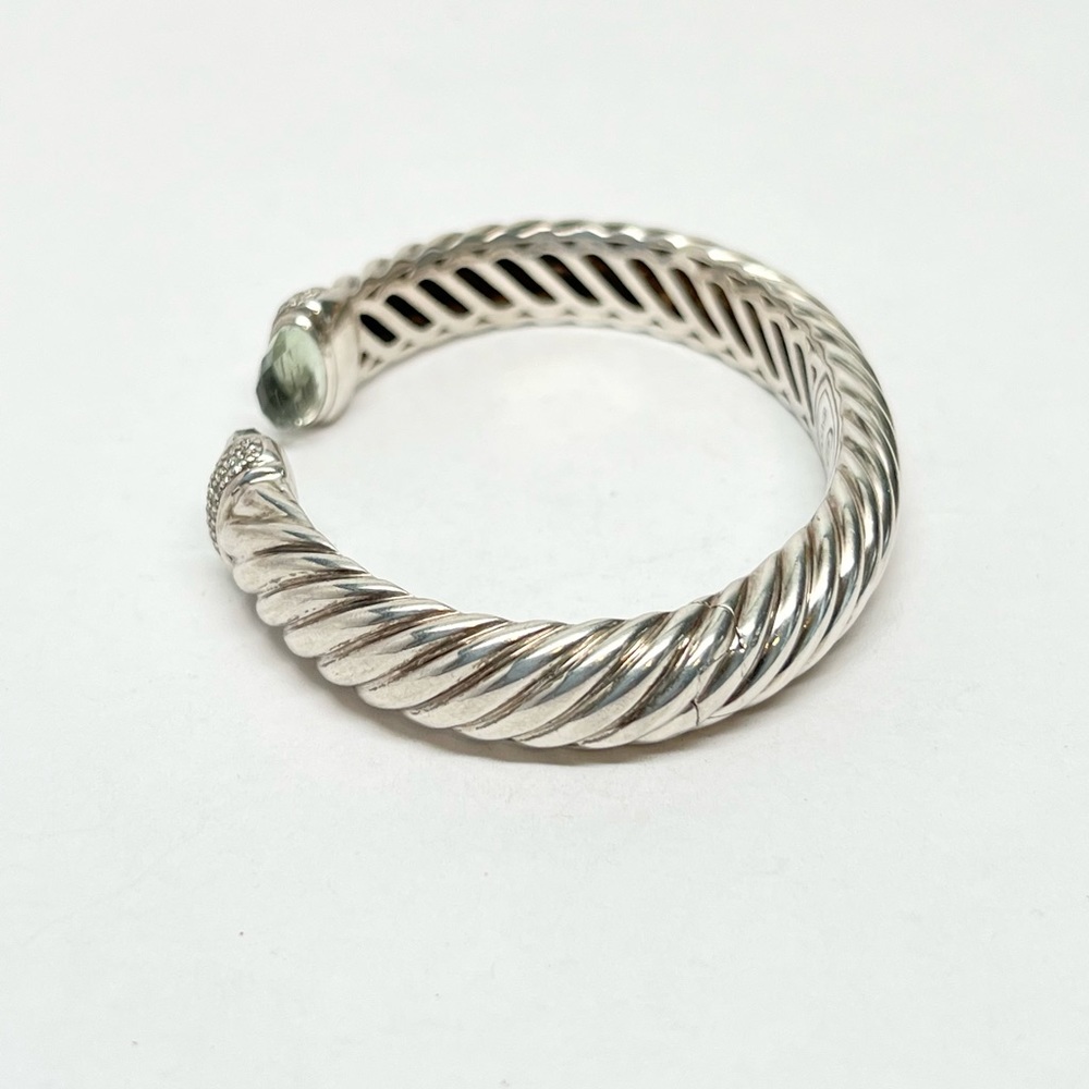 David Yurman 10mm Waverly Praisiolite Diamond Cuff Bracelet .925 - Picture 5 of 10